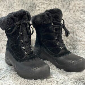 Columbia Sierra Summette Techlite Faux Fur Winter Snow Boots Black Womens size 9